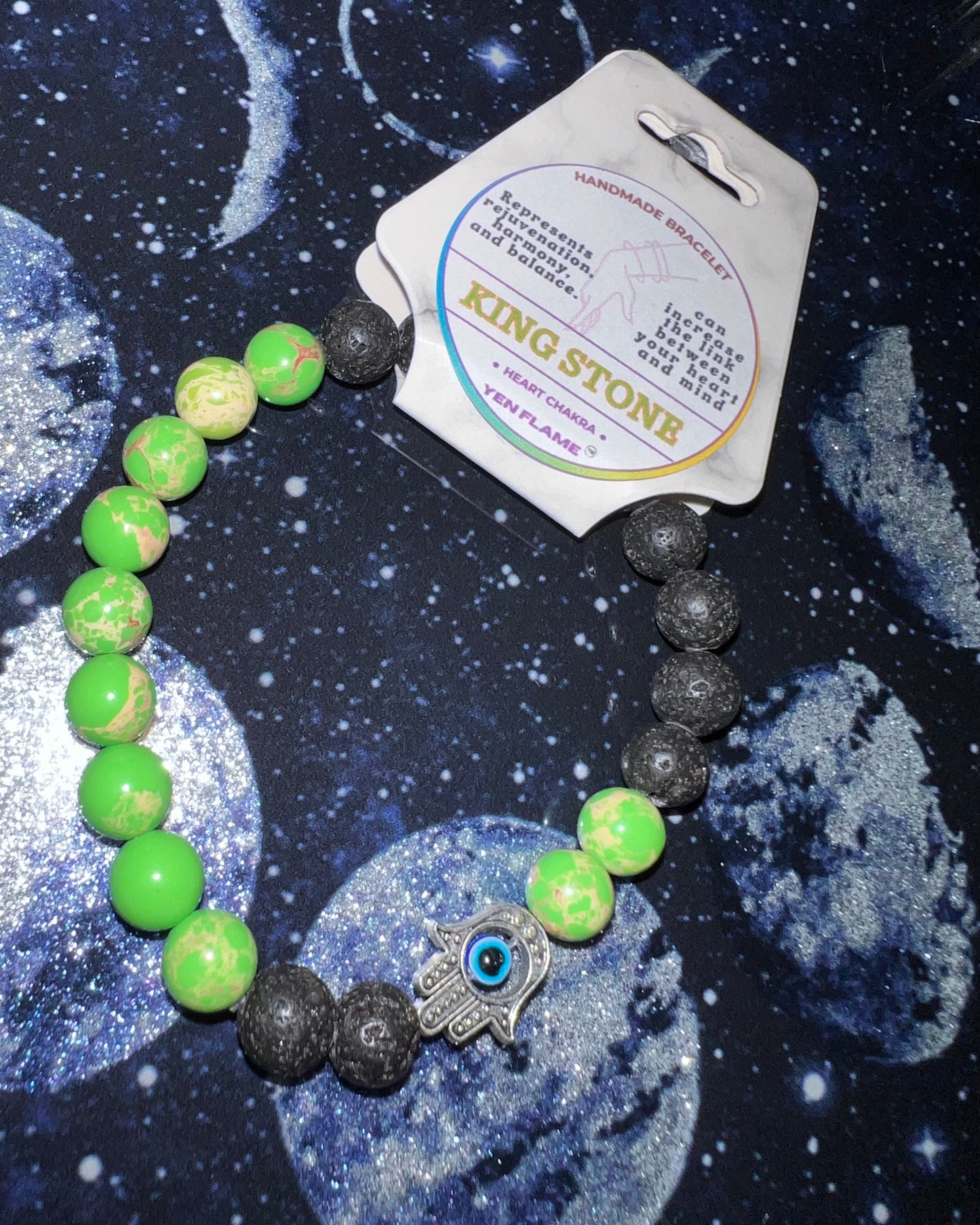 Green King Stone Crystal Handmade Unisex Bracelet