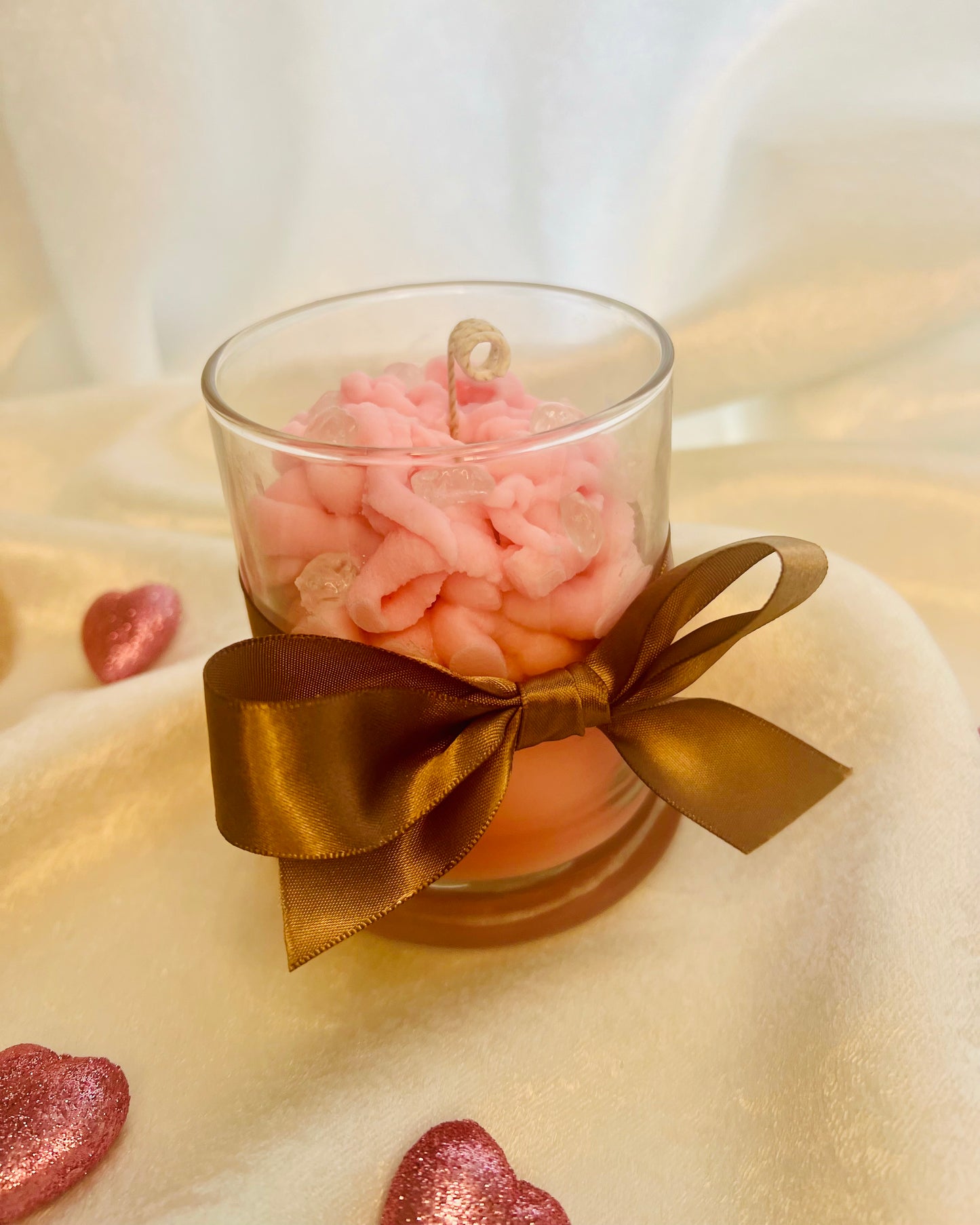 Whipped Strawberry Intention Candle with Clear Quartz Crystals