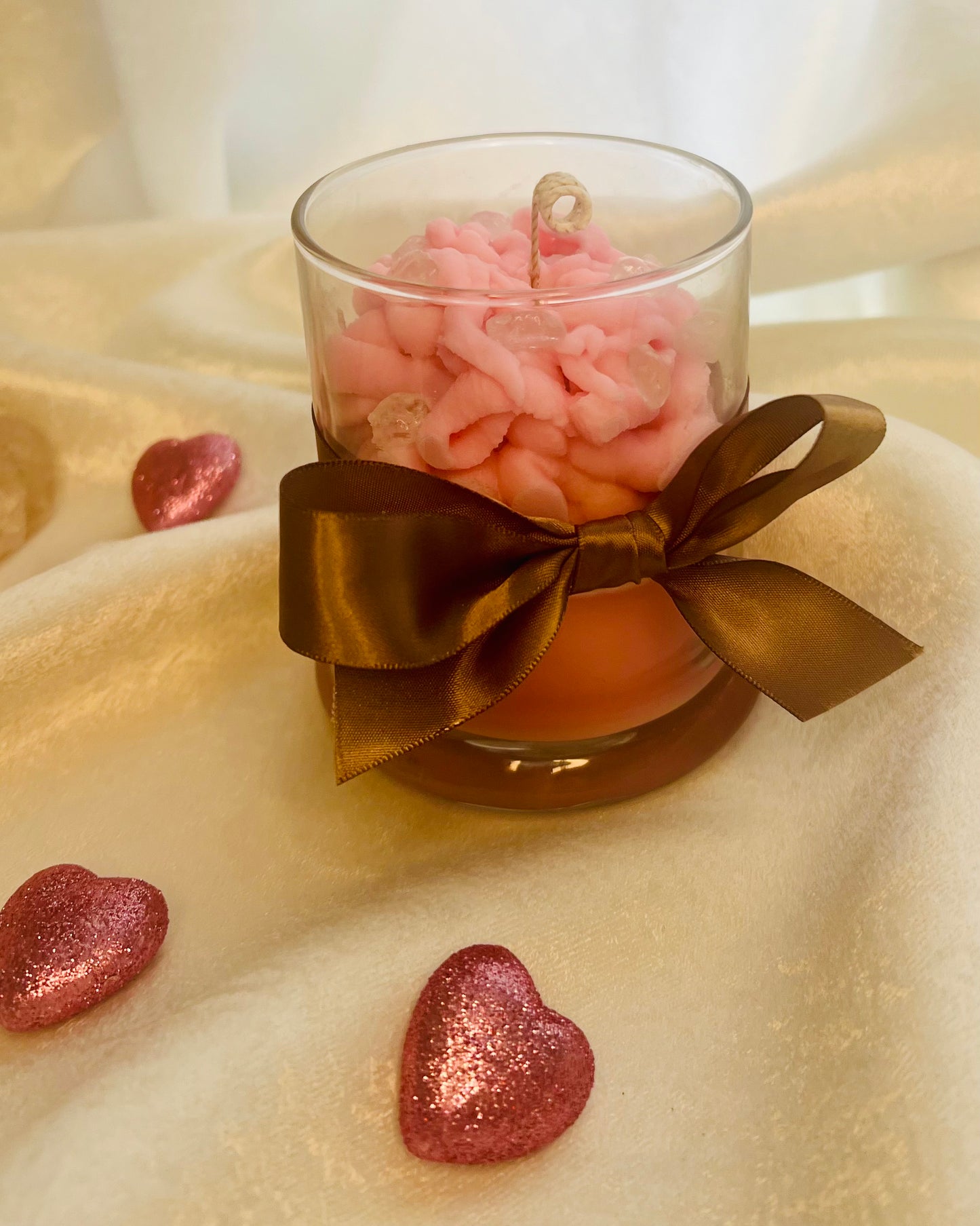 Whipped Strawberry Intention Candle with Clear Quartz Crystals