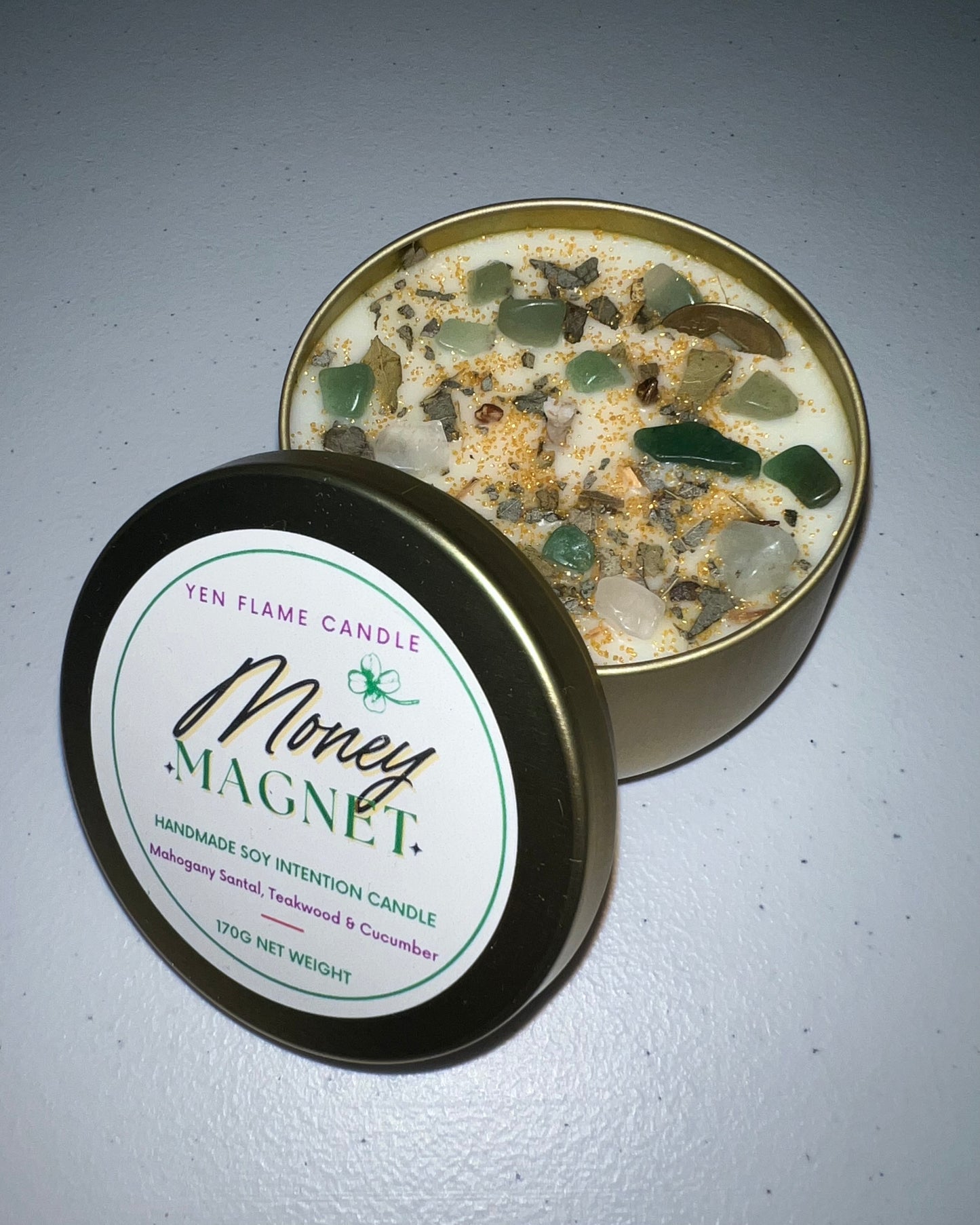 MONEY MAGNET Gold Tin Intention Candle